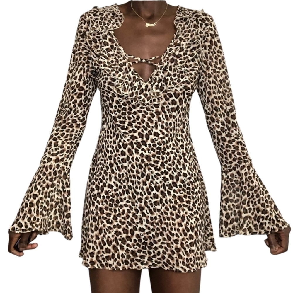 Vintage Victoria's Secret Y2K Leopard Print Sheer Mini Dress Size Small